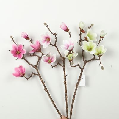 China Beautiful Stem Magnolia Silk Flower Colorful High Quality White Tree Decor For Wedding Flowers Supplies Artificial Flores for sale