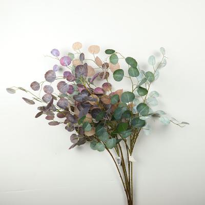 China Beautiful Colorful High Quality Artificial Eucalyptus Leaves Stem Eucalyptus Branches for Wedding Wall Home Decor for sale