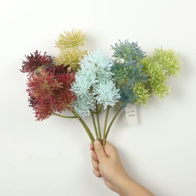 China 6 Beautiful Hot Selling Colorful Silk Forks Plastic Fennel Flower Artificial Milanese Flower For Home Decor for sale