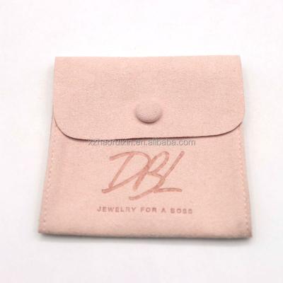 China Recyclable Luxury Newest Design Custom Logo Printed Small Envelope Flap Suede Jewelery Bag Suede Perfume Pockets With Snap Button for sale