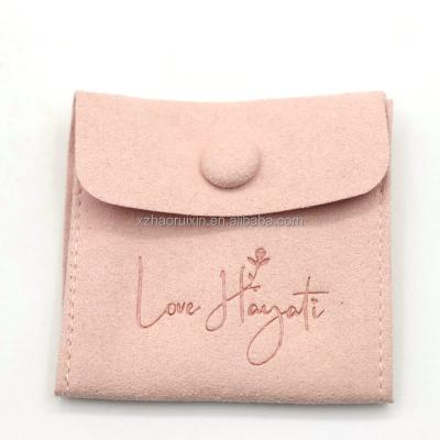 China Recyclable Envelope Gift Packaging Cosmetic Bag Jewelry Perfume Envelope Pink Soft Suede Pouch for sale