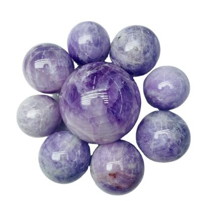 China Wholesale Crystal Stone Polished Kunzite Sphere From Europe Healing Purple Ball for sale