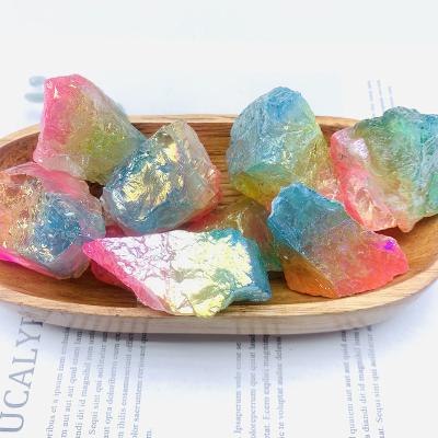 China China Aura Crystal Colorful Stone Mineral Specimen Rough Irregular Chakra Plated Rainbow Quartz For Decoration Gift for sale