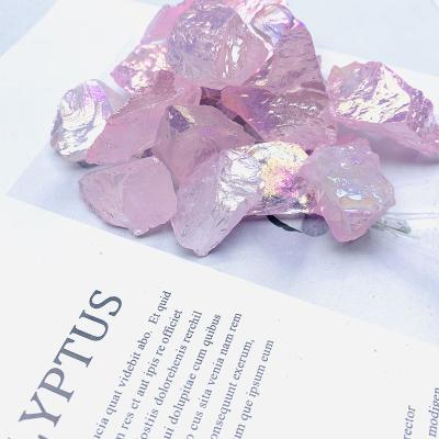 China Natural Sale Aura Rose Quartz Rough Stone For Healing Wholesale Raw Stones Europe Crystals Gemstone Rose for sale