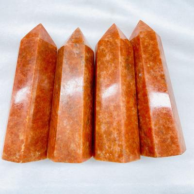 China Wholesale Gold Stone Crystal Obelisk Wand Point Healing Sun Crystal Towers from China for sale