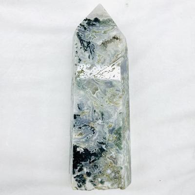 China Wholesale Natural Huge Gemstone Europe Healing Moss Agate Point Crystal Towers For Decoration-xcg for sale