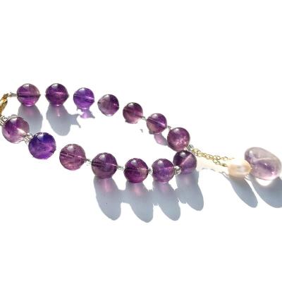 China China 8mm Natural Amethyst Crystal Energy Stone Elastic Stretchable Amethyst Beads Bracelet for sale