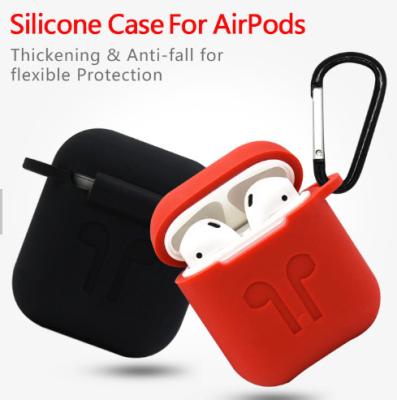 China Protective Charging Case Cover For Air Pods Portable Soft Silicone Skin cover case with Carabiner Keychain for Apple Air for sale