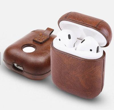 China Shockproof Drop Proof Anti-Lost Carabiner Pu Leather Earphone Protective Bag Cover For Apple Airpod Case for sale