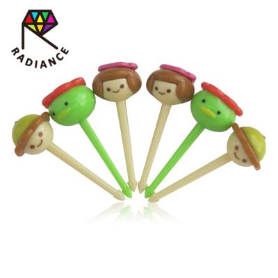 China Viable Low Price 40mm Janpan Quality Doll Head Bento Food Picks Plastic Fruit Forks for sale