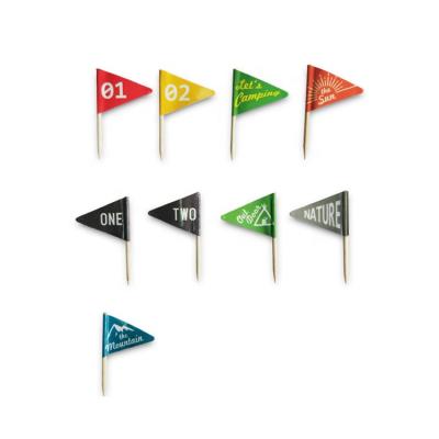 China Disposable Birch Wood Flag Toothpicks Decorating Toothpicks Party Toothpicks for sale