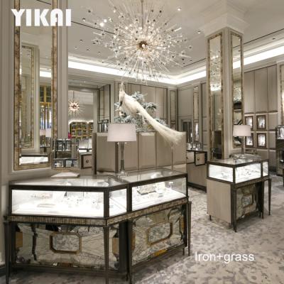 China Classic Fit Jewelry Shop Jewelry Store Shelves Cabinet For Brand Jewelry Store Jewelry Display Showcase Chain Decorative Glass Counter for sale