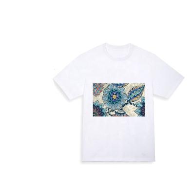 China Plus Size Custom Art Printing Men and Lady Loose Fit White Fabric Heat-transfer T-Shirt 250Gram Weight Printing Graphic xs-xxl for sale