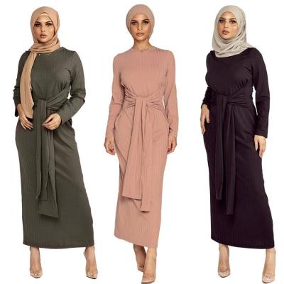 China 2021 Best Autumn Modest Muslimah Styling Elastic Bodycon 23 Design Bandage Knitted Dresses Islamic Muslim Clothing Winter Dress for sale