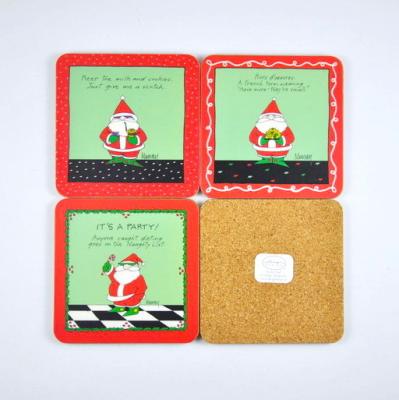 China Viable Customized Merry Christmas Cork MDF Drink Coaster , Beer Coaster High Quality And Good Copy for sale