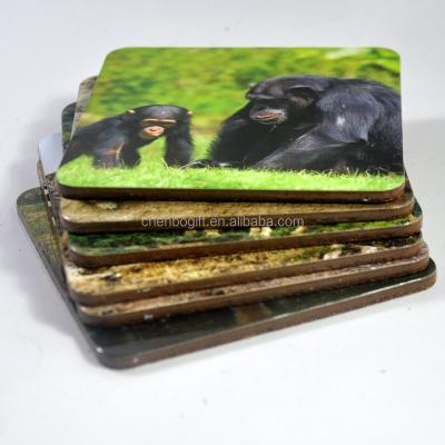 China Viable OEM Zoo Animals Photo Printing Wooden Tea Cup Coaster, Printed Beer Drinks Coaster Printing Picture Mug Mat for sale