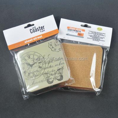 China Durable OEM Design Souvenir Cork Board Coaster Set, Wooden Cup Mat and MDF Corked Coaster Package for sale