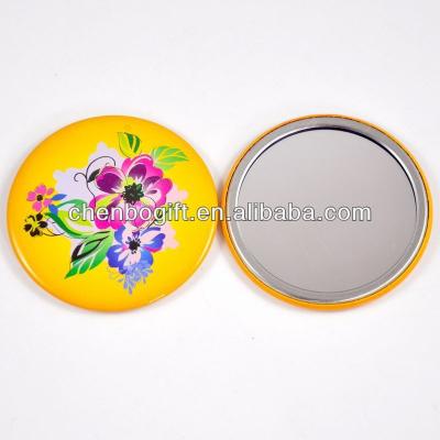 China Custom made pocket mirror tin make up mirror with beautiful printing, good quality pretty woman tin pocket mirror for sale