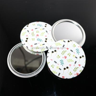 China Hot Sale Pocket Mirror Design Metal Makeup Mirror, Beautiful Printing Pocket Mirror, Girls Tin Mirror for sale