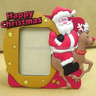 China Happy Christmas Promotional Hot Sale Design 3d Rubber Gifts PVC Photo Frame for sale