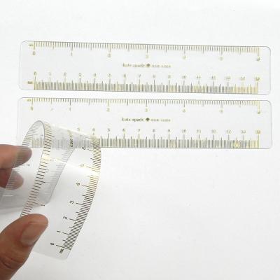 China OEM Factory Gold Stamping Plastic Logo Printing Plastic Ruler, PVC Transparent Flexible Ruler and Paper Rulers for sale