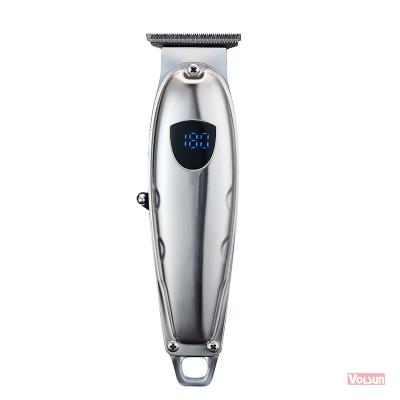 China Aluminum Cordless Electric Rechargeable Metal Hair Cover LED Professional Hair Trimmer for sale