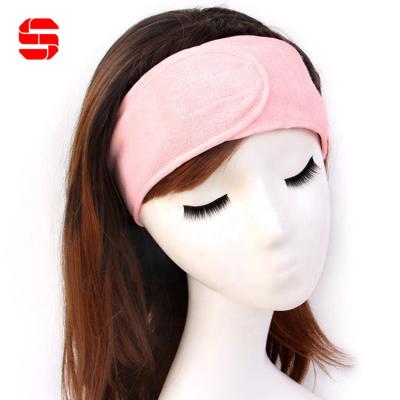 China Promotional Smart Casual Yoga Spandex Make Up Headbands Makeup Headband Wash Face Cotton Terry Spa Headband With Embroidery Custom Logo for sale