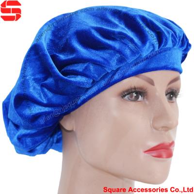 China Custom Fashion Trendy Silky Hair Women Sleep Hats Velvet Hood for sale