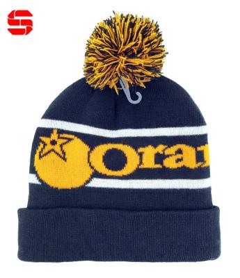 China COMMON Winter Acrylic Hat Knit Fashionable Hat With Pompom For Adults for sale