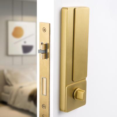 China Modern Popular Privacy Bedroom Slider For Door Handle Hardware Lock Pure Copper Material Door Handle for sale