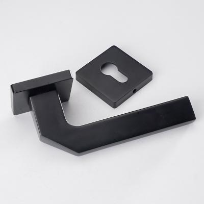 China Modern Most Popular Design Matt Black Zinc Alloy Square Lever Door Handle Handles Lock For Wooden Doors for sale