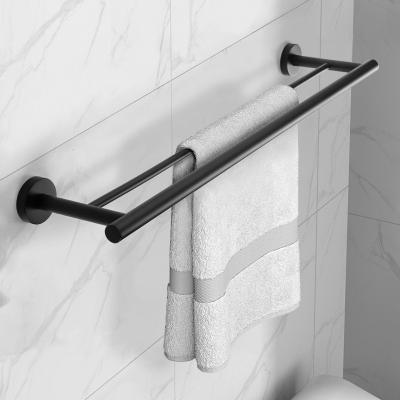 China BRIEF Bathroom Towel Rack Hardware Pendant Set Black Bathroom Towel Rack Stainless Steel Bathroom Shelf for sale