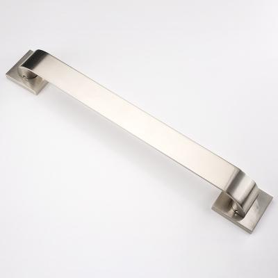 China Modern Nickel Brushed Wide Handle Zinc Alloy Satin Bridge Hotel Store Door Handle for sale