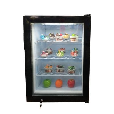 China Single-temperature 98L Mini Upright Deep Glass Door Ice Cream Display Freezers with CE Certificates for sale