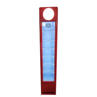 China Vertical Slim Glass Beverage Beverage Display Cooler Commercial Single-Temperature Door Fridge Refrigerator for sale