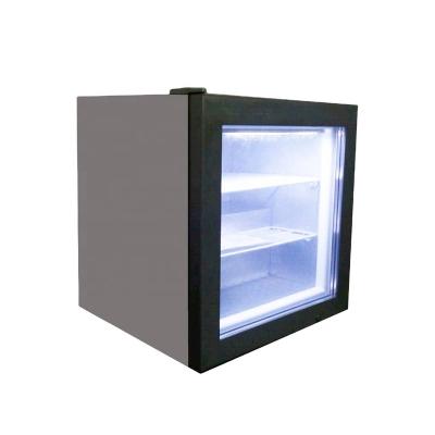 China Single-temperature 55L Mini Counter Top Deep Glass Door Showcase Ice Cream Display Freezers with Glass Door for sale