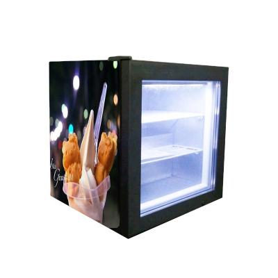 China Single-temperature Factory 55L Gelato Ice Cream Mini Display Compact Freezer With Glass Door for sale