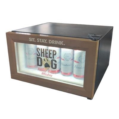 China Single-temperature 18L Mini Flat Beverage Desktop Movable Display Cooler BAR Fridge for sale