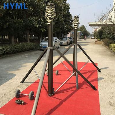 China 6063 Aluminum Alloy Roll Pin Locking Small Telescopic Mast With Wheels for sale