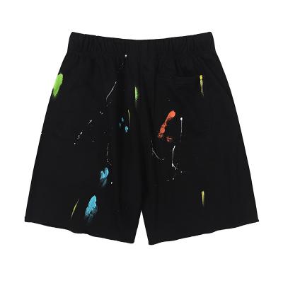 China American GALLERY DEPARTMENT brand Anti-wrinkle fashion hand painted ink splatter printing cotton terry shorts mist high street 5 point casual pants for sale