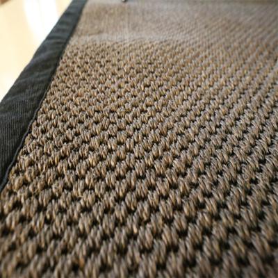 China Washable Dark Brown Edge Black MNK Pattern Rug Natural Sisal Blanket For Study Room for sale