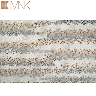 China MNK Brown Reversible Black White Rug Cowhide Leather Upholstery Design Patchwork Natural Cowhide Blankets for sale