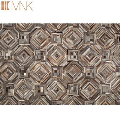 China MNK Reversible Multiple Colors Cowhide Leather Rugs Design Patchwork Natural Cowhide Covers for sale