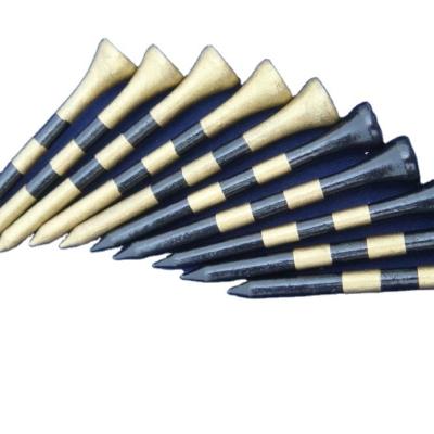 China Factory price wooden golf tees with two color stripes printed cheaper tees for sale