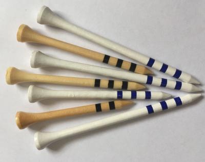 China Wooden Wooden Golf Tees Manufacturing With Different Colored Stripes Tapes Tee Peg for sale