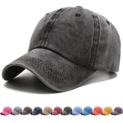 China 6-Panel Hat 100% Cotton Baseball Cap Men Women Vintage Washed Distressed Hats Twill Plain Adjustable Dad Hat Cotton Snapback Cap Hip Hop Hat for sale