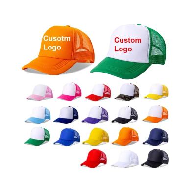 China Confortable Wholesale in stock drop shopping fashion popular colorful summer 5 panel foam baseball cap custom print blank trucker hats mesh for sale