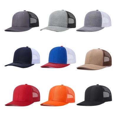 China COMMON Customized Spliced Yarn Sports Mesh Baseball Cap Slightly Curved Brim Snapback Cap Richardson 112 Trucker Hats for sale