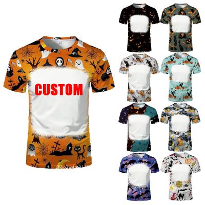 China QUICK DRY New Design Holiday Clothing Bleach Sublimation Shirt Sublimation Polyester Halloween Christmas T-shirt for sale