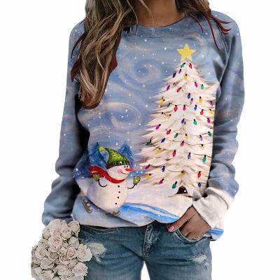 China Anti-wrinkle New Customize Christmas digital Printing cool pullover Hoodie Sweater women's French Terry Fabric Hoodies for sale